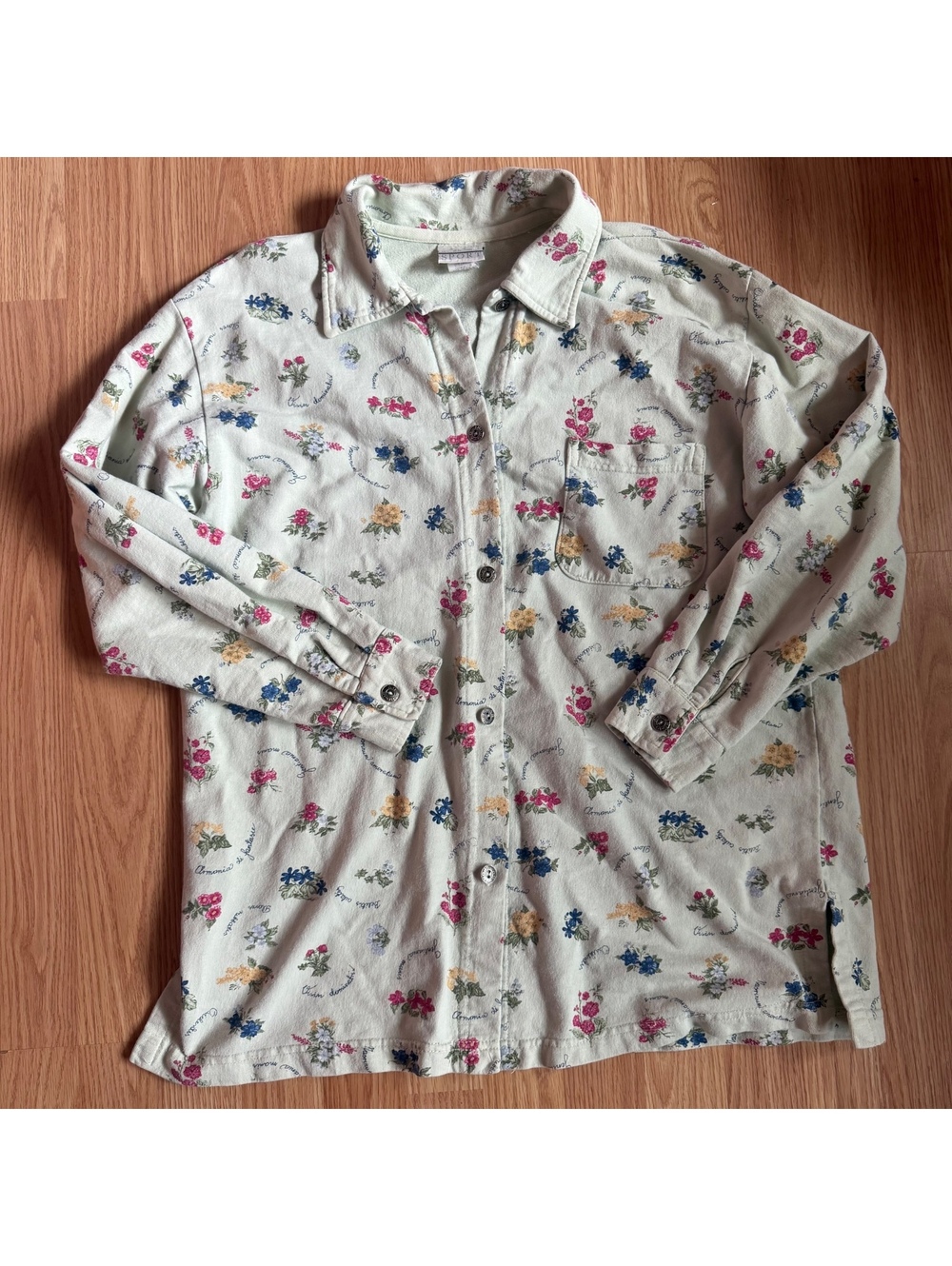 Vintage Cotton Button up Shirt Floral Botanical Size Medium